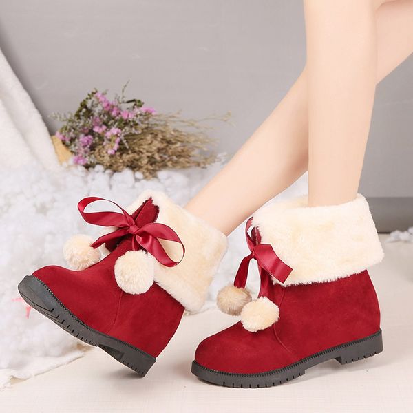 

winter boots women lace-up warm ankle bare boots square heel casual short tube snow booties zapatos de mujer winter shoes women, Black