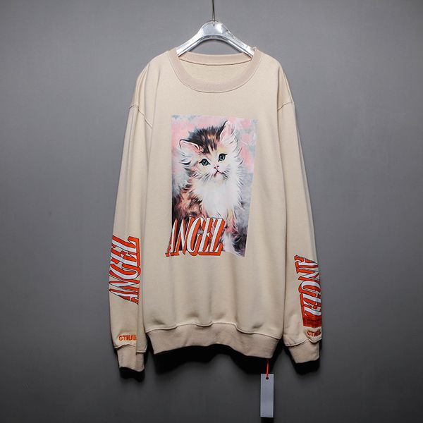

Heron Preston Angel Cat Printed Designer Pullover Casual Sweatshirts Mens Womens Hip Hop High Street Pullover