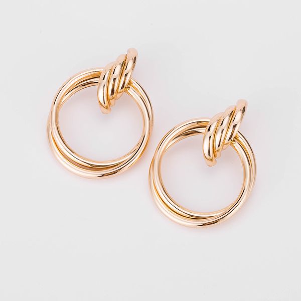 

exaggerated multi-layer alloy multi-layer winding earrings women's large earring simple fashion bohemia, Golden