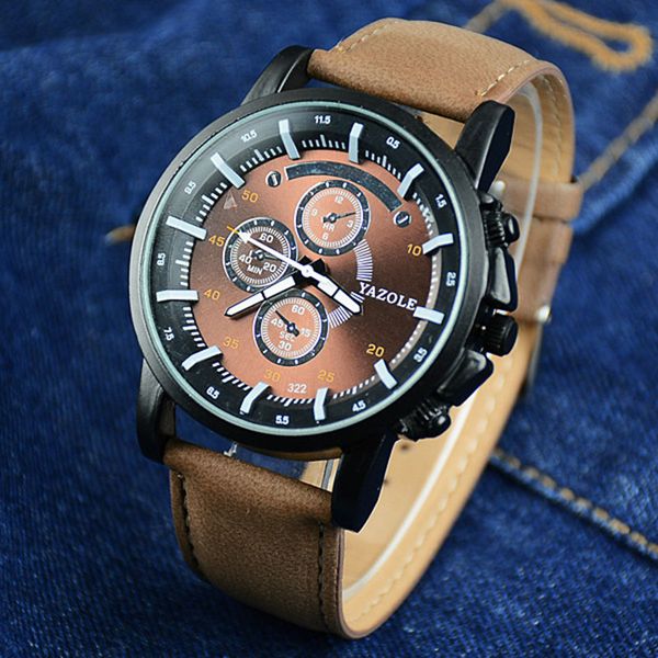 

new yazole luminous watch men analog sport quartz watch male wristwatches relogio masculino montre homme quartz-watch, Slivery;brown