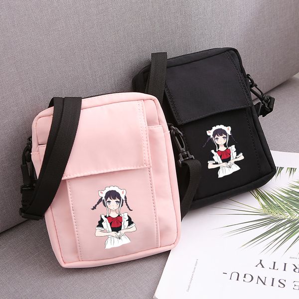 

cute braid girl printing women messenger crossbody shoulder bag waterproof outdoor pouch small phone cards keys bag