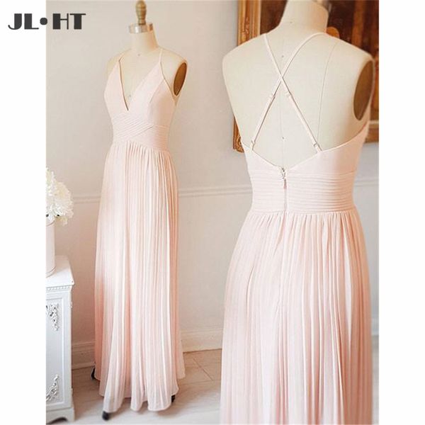 

simple evening dresses long spaghetti straps v-neck pleat chiffon prom gown a-line evening party dress, White;black