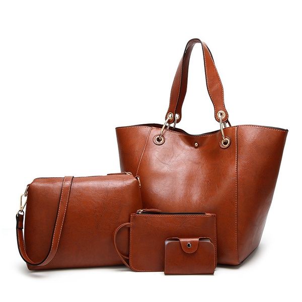 

bag 2019 new hand-held woman bag oil wax leather single shoulder slant fashion in europe and america