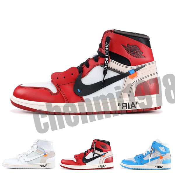 

OFF WHITE X Nike Air Jordan 1 Royal запретили тень разводят ног НРГ UNC с белыми мужчинами 1С расколотый щит Серебряный тренеров медаль кроссовок от баскетбольные кроссовки Т33