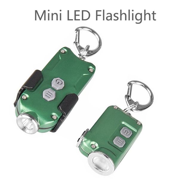 Piccola lanterna tascabile mini torcia portachiavi luce doppio interruttore 4 modalità torcia ricaricabile USB lanterna portatile per passeggiate notturne