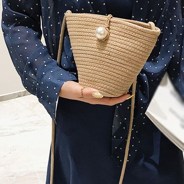 

outdoor bag women casual woven bag solid color bucket shoulder messenger shoulder club wild casual new travel bags