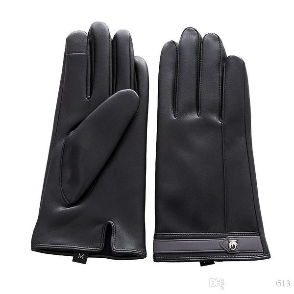 

the year of 2019 women warm and velvet thick winter warm gloves ladies touch screen leather pu points cotton gloves, Blue;gray