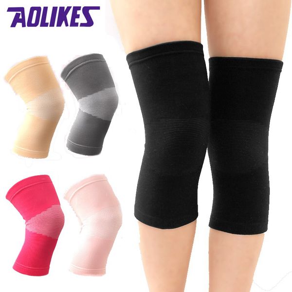 

aolikes 1 pair summer cycling running knee brace elastic nylon sport knee pads compression sleeves for fitness home warmth, Black;gray