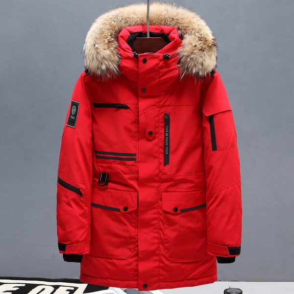

warm for russia winter men casual 91% white duck down jacket men long down jackets coats warm jackets long overcoat, Black