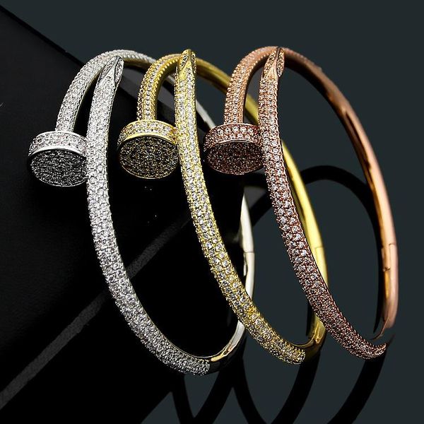 

designer titanium steel jewelry wholesale nail shaped semi diamond bracelet women's sub gold version nail shaped full diamond bracelet, Black