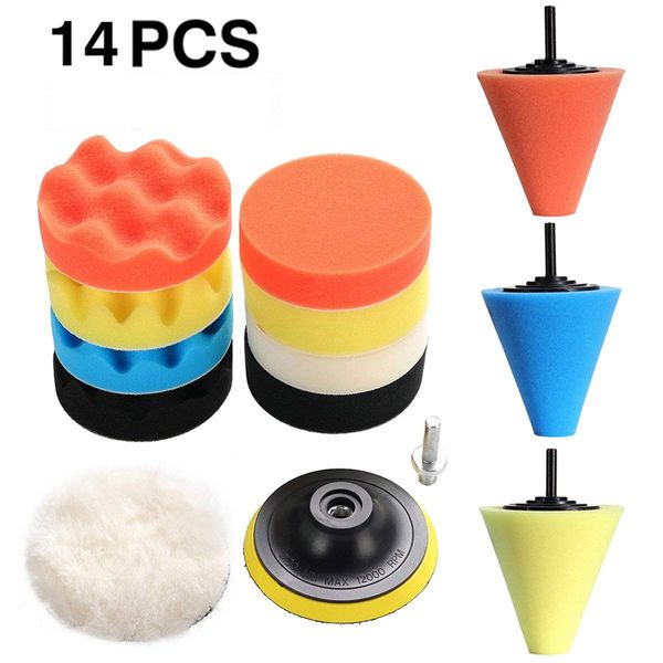 

car styling foam brushes cleaning 14pcs polishing kit buffing pad 1/3''/6mm wheel polishing cone car body wheels usps #n08