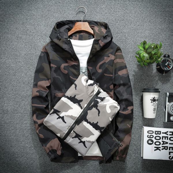 

mens deaigner jackets fashion camo pattern hoodies luxury casual mens clothes mens thin windbreaker 3 styles asian size m-5xl excellent one, Black;brown