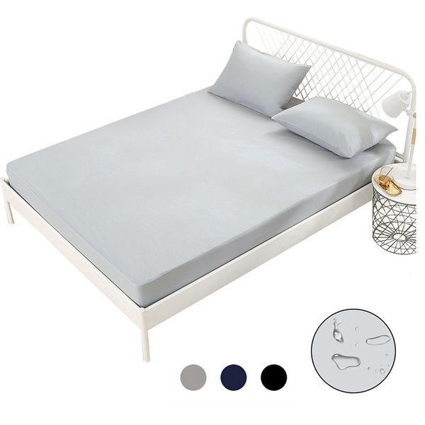 

Bed Sheet For Mattress Pad Solid Color With Elastic Band Anti Bed Bugs Washable Hospital, Black