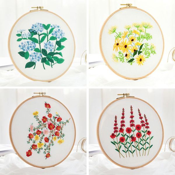 

sewing notions & tools simple style embroidery kit handicraft cross stitch flower pattern suitable for beginners cloth thread needle drawing, Black