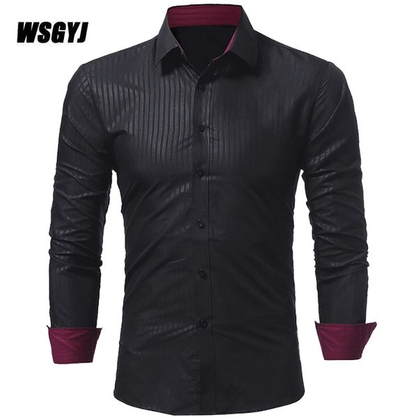 

men's shirts 2017 men's fashion slim shirt fashion stripe slim long-sleeved shirt business dress large size xxxl, White;black