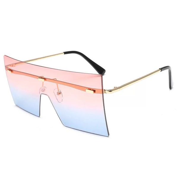

women oversized brown sunglasses big shades women retro vintage sunglasses rimless eyewear feminino, White;black