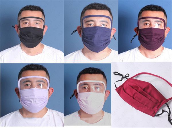 

2020 2 in 1 washable face mask with pm2.5 filter slot clear plastic face shield eye cover masks reusable breathable cycling face cover d6809