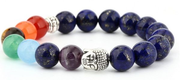 

6mm cyg535 mulitcolor rainbow elastic agate onyx lava bracelet energy healing balance prayer reiki chakra buddha yoga bangles, Black