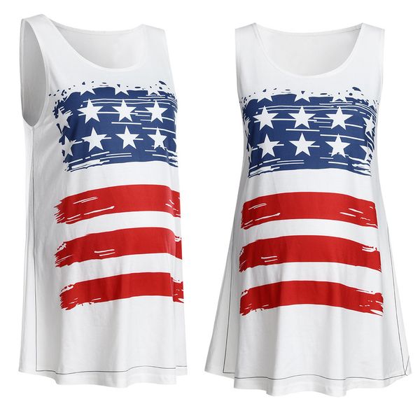 

women maternity summer pregnant maternity sleeveless blouse striped and stars print maternity clothes vest 4th of july, White