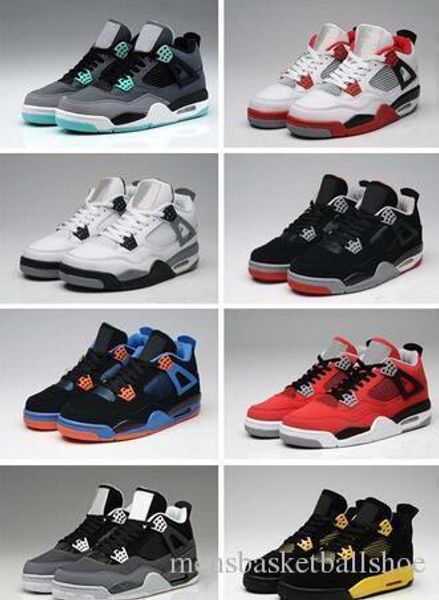 

new 4s mens basketball shoes 4s white cement black red 4 fashion sport shoes