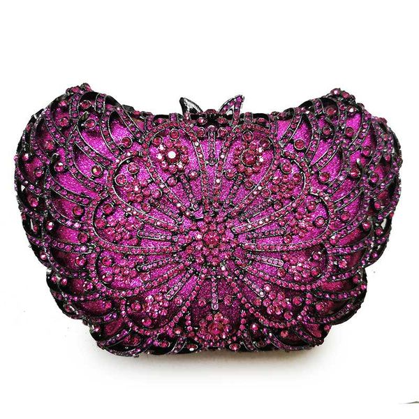 

2020 rose red rhinestone evening purse women shoulder handbags dinner party purse mini prom chain bag