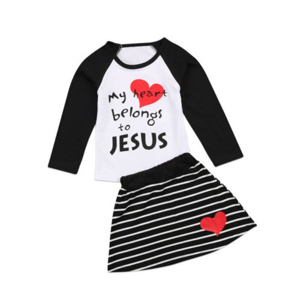 

Kids Baby Girls Summer Outfits Clothes Romper Tops+Stripe Overall Dress 2PCS Set