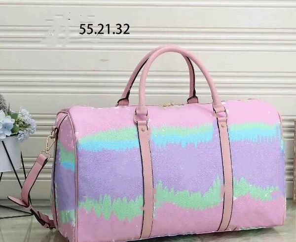 

55cm large capacity women travel bags sale quality women men shoulder duffel bags carry on luggage bottom rivets with lock head