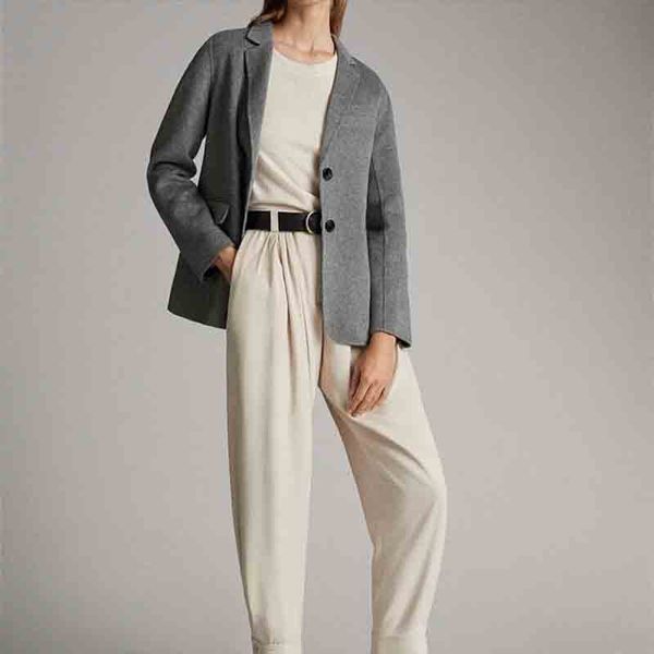 

women coat 19 early autumn new wool suit collar jacket, White;black