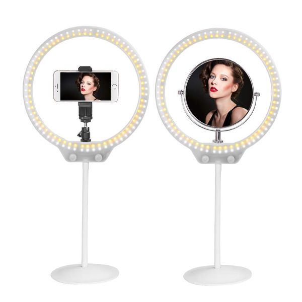 

Selfie de kring light 10 inche 7 5 w 3200 5500 k dimmable ring light with mirror for youtube live treaming