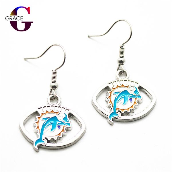 

10 pair/lot new earring football team sports charms long ear hook drop earrings for women jewelry, Golden