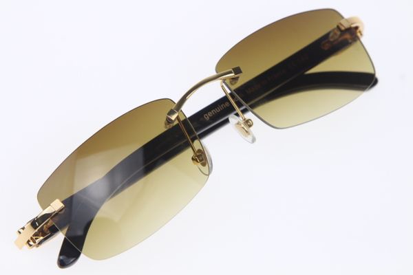 

Wholesale Rimless Unisex Black Genuine horn Buffalo horn Rimless 8200757 Sunglasses woman's Glasses with box Brown Frame Size: 56-18-140mm