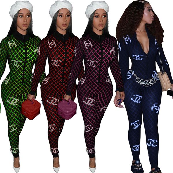 

2019 new arrival women fashion print zip neck tight jumpsuit slim bodycon rompers club wear outfits, Black;white
