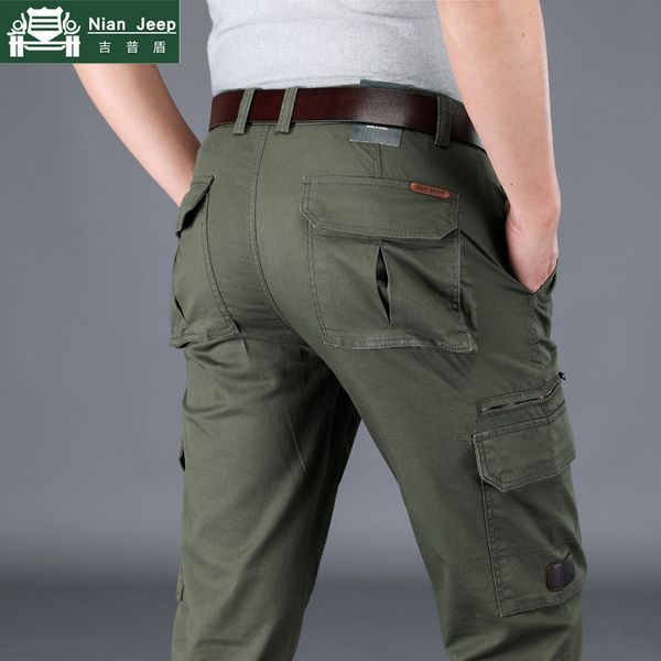 

brand business cargo pants men multi-pocket mens pants army outwear joggers long male pantalon homme, Black