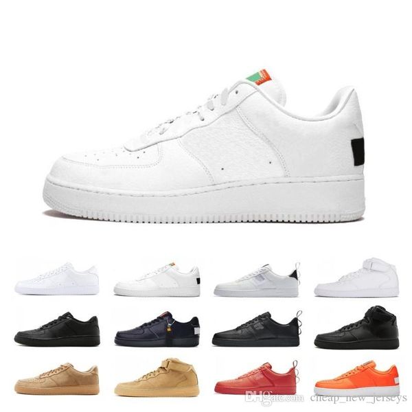 

2019 one 1 dunk utility men flyline shoes skateboarding black white orange wheat women high low cut trainers platform sneaker