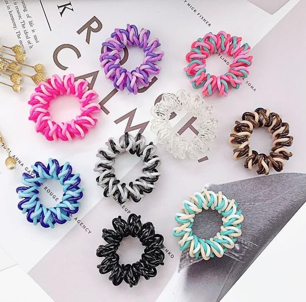 

telephone wire cord headbands for women elastic hair bands rubber ropes hair ring girls hair accessories ing, Slivery;white