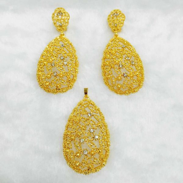 

yulaili vintage water drop crystal dubai gold jewelry sets for women african beads hollow out necklace earrings wedding gifts, Silver