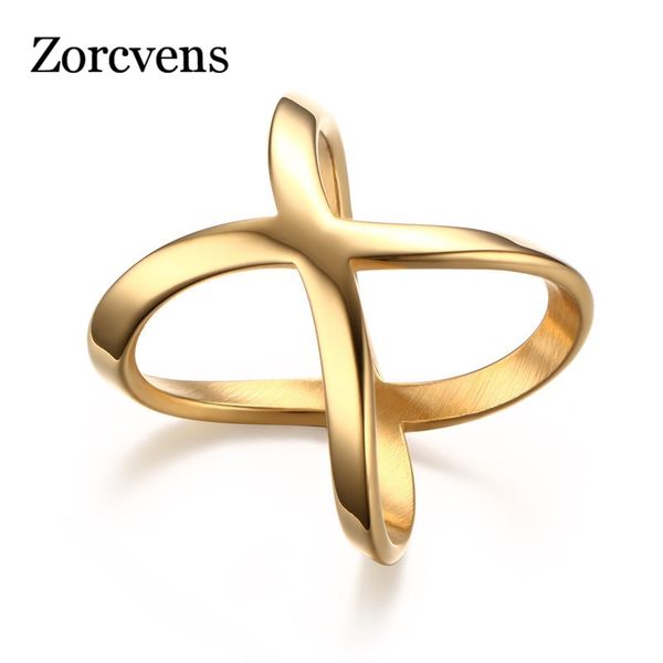 

modyle 2020 new trendy bijoux rings for women stainless steel gold-color high polished women cross rings, Golden;silver