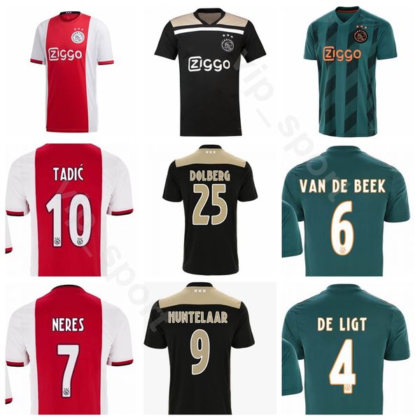 

afc ajax amsterdam 10 tadic jersey 2019 2020 soccer 10 tadic 6 van de beek 17 blind 20 schone 24 onana football shirt kits s-xxl, Black;yellow