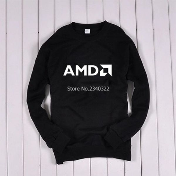 

it computer cpu amd o-neck sweatshirt cotton men woman, Black