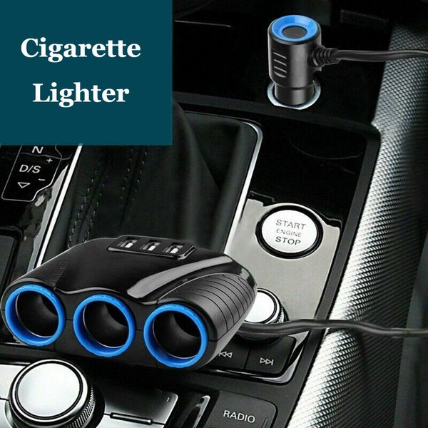 

3 ways car auto cigarette lighter socket splitter power adapter 120w 5v 3.1a dual usb car charger with led light universal