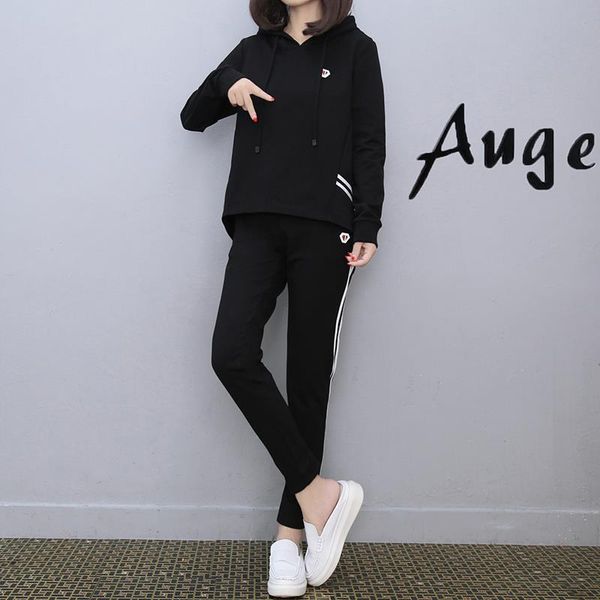 

набор женщина 2018 осени новых женщин двухсекционных мод темперамент свободного сплошной цвет одежда + случайные дикие брюки брюки, Gray