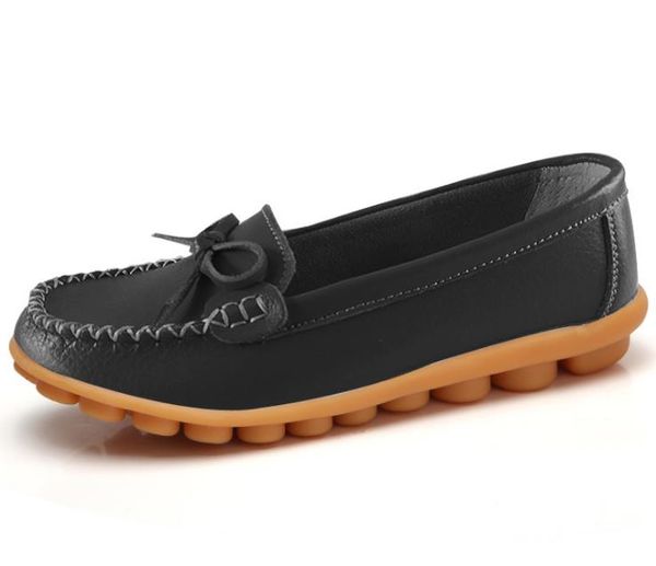 

women shoes non-slip comfortable leather flats women's casual shoes 1293, Black