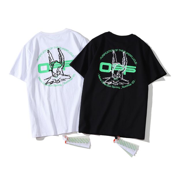 

20ss fashion womans t shirt casual short-sleeved t-shirt tide brand ow color of the logo womens shirts with an arrow off slowdown, White
