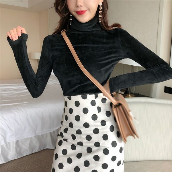 

womens slim fit turtleneck blouse shirts business casual office sweater, White