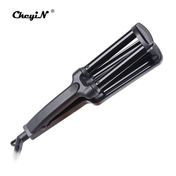 

ckeyin mini travel hair curler ceramic salon styling tool electric hair curling iron curls triple barrel wave hair volume roller