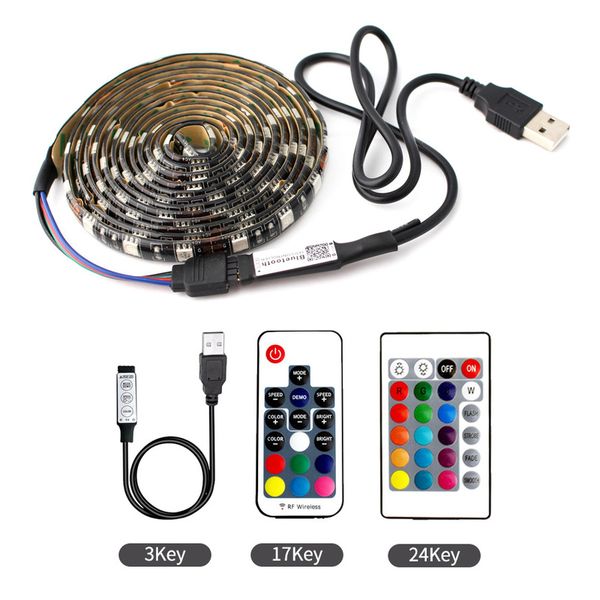 

waterproof 5050 dc 5v usb led lamp led strips 50cm 1m 2m 3m 4m 5m rgb flexible tape 24key remote controller for tv backlight lighting