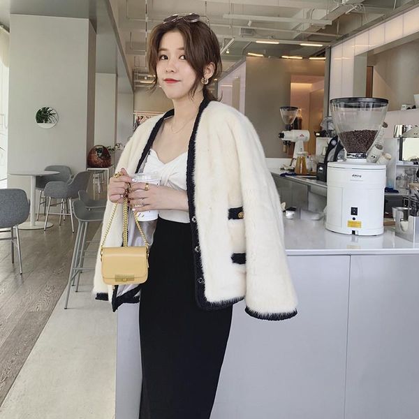 

women 2019 new autumn winter real lambs fur coat female casual wool jacket female sheep shearing clothes cardigans outerwear n25, Black