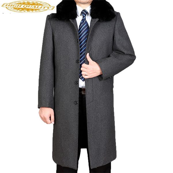 

man coats and jackets 2019 fur coat man brand-clothing long men's winter jacket woolen overcoat men trench coat wuj1170, Black