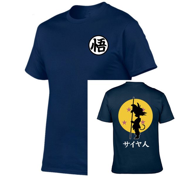 

new 2019 summer men's japanese-style round-neck print bottoming dragon ball wukong brand short-sleeved dragon ball t-shirt, White;black