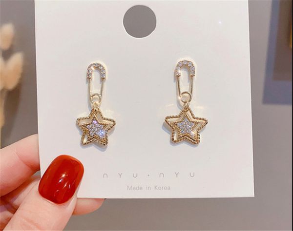 

s925 silver pin star pin earrings temperament joker personality earrings superior sense simple earrings